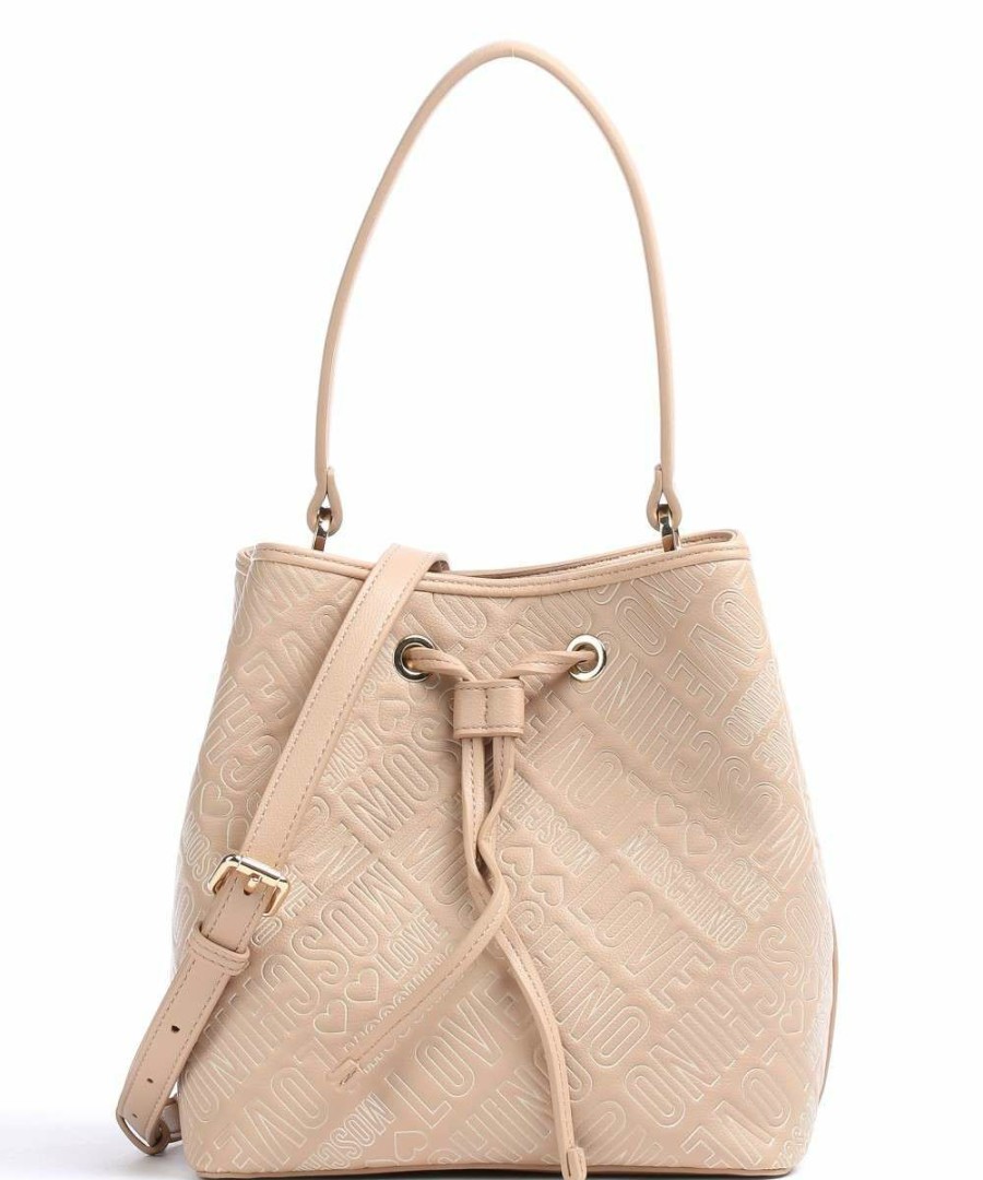 Bags * | Embossment Bucket Bag Synthetic Love Moschino Opening Sales Nude