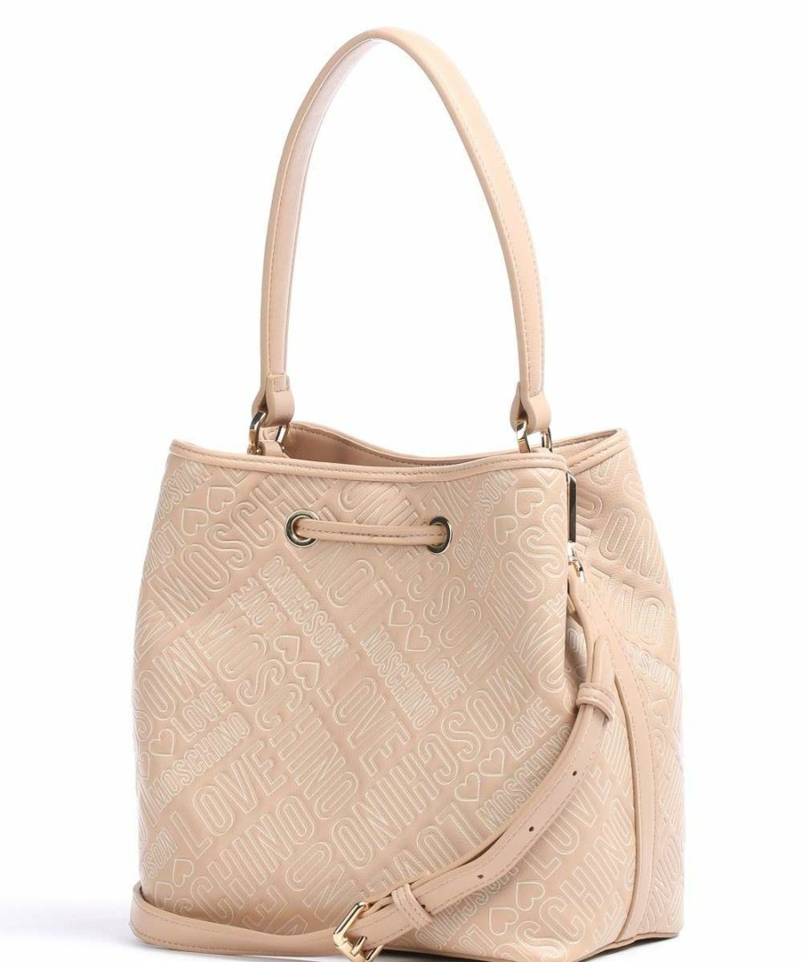 Bags * | Embossment Bucket Bag Synthetic Love Moschino Opening Sales Nude