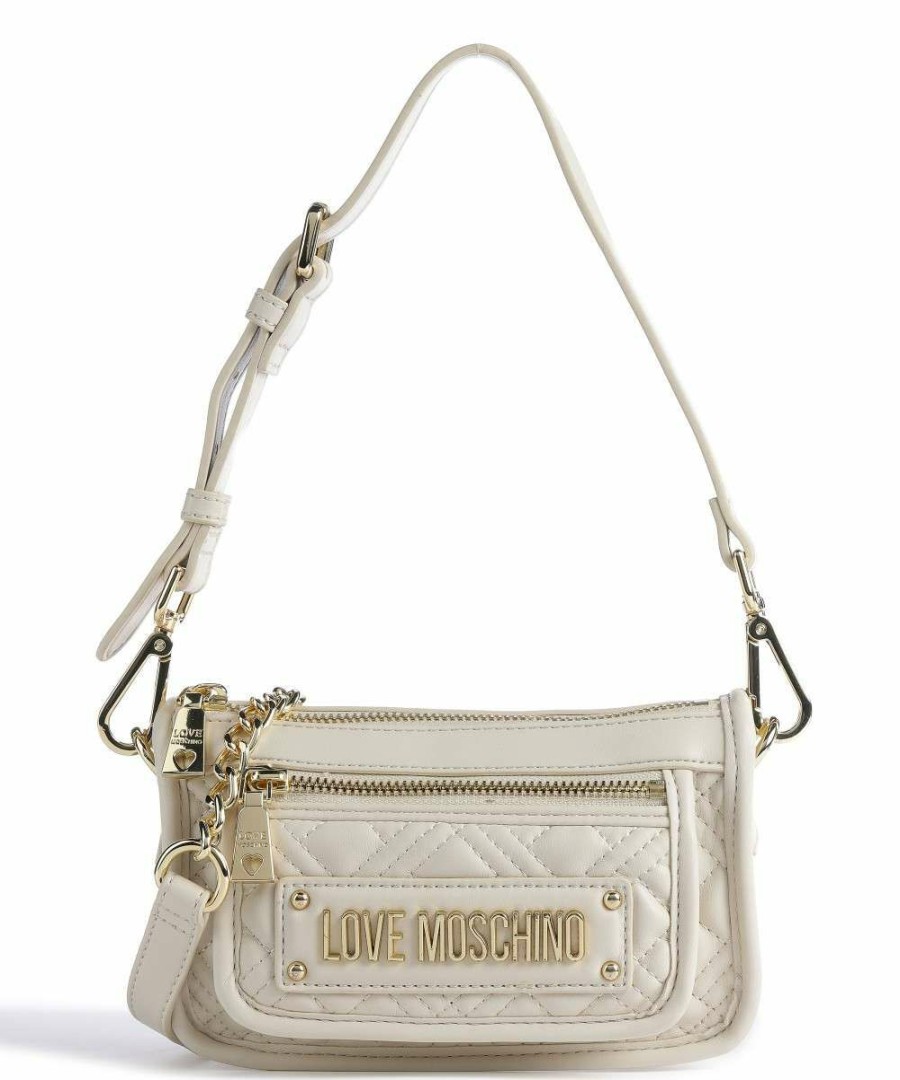 Bags * | Quilted Shoulder Bag Synthetic Love Moschino Crazy Deals Ivory