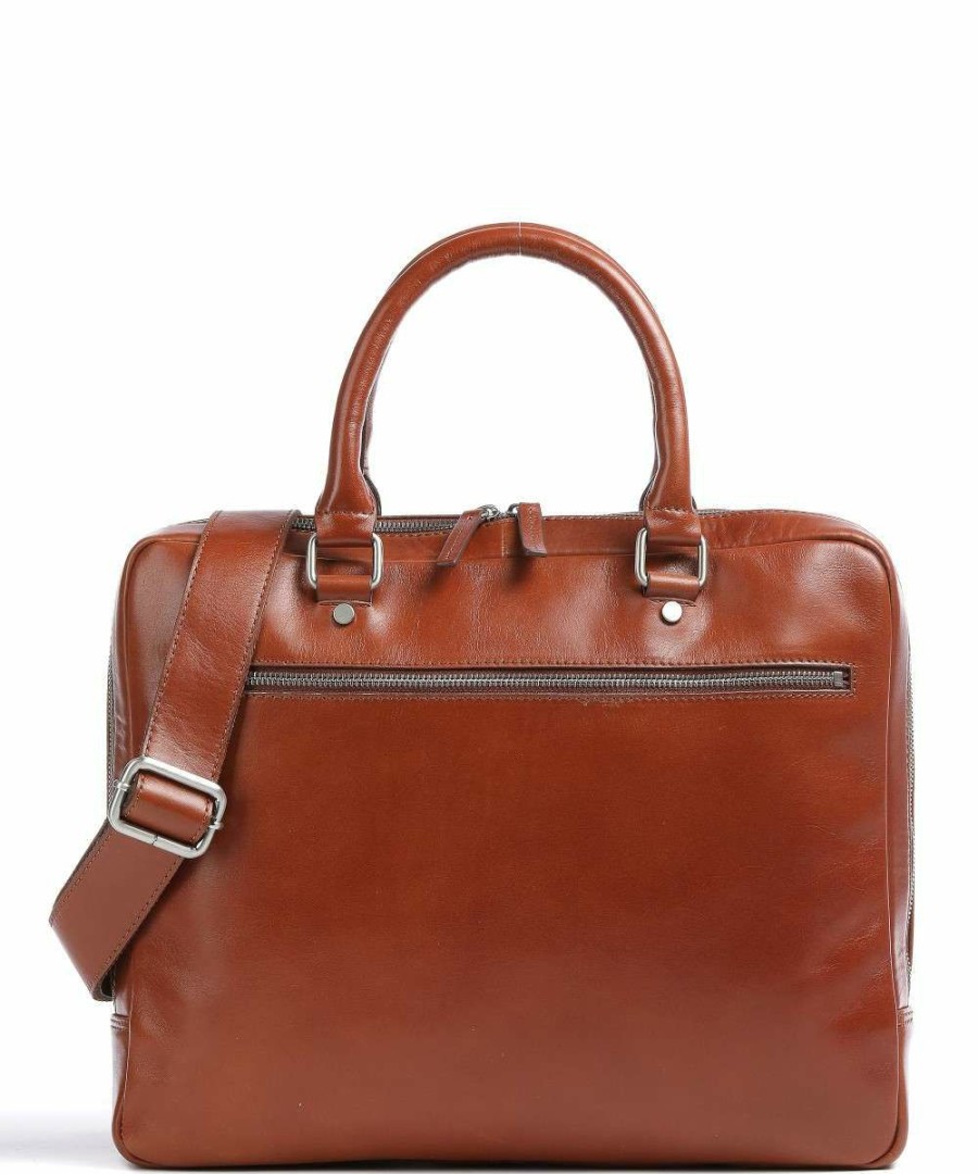 Business & Laptop * | Cambridge Briefcase 13 Pull-Up Cow Leather Leonhard Heyden Official Cognac