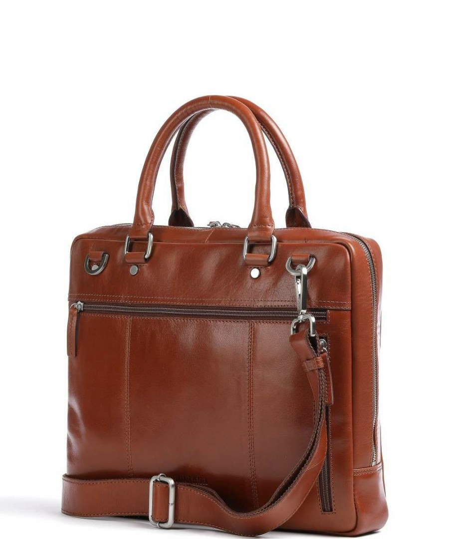 Business & Laptop * | Cambridge Briefcase 13 Pull-Up Cow Leather Leonhard Heyden Official Cognac