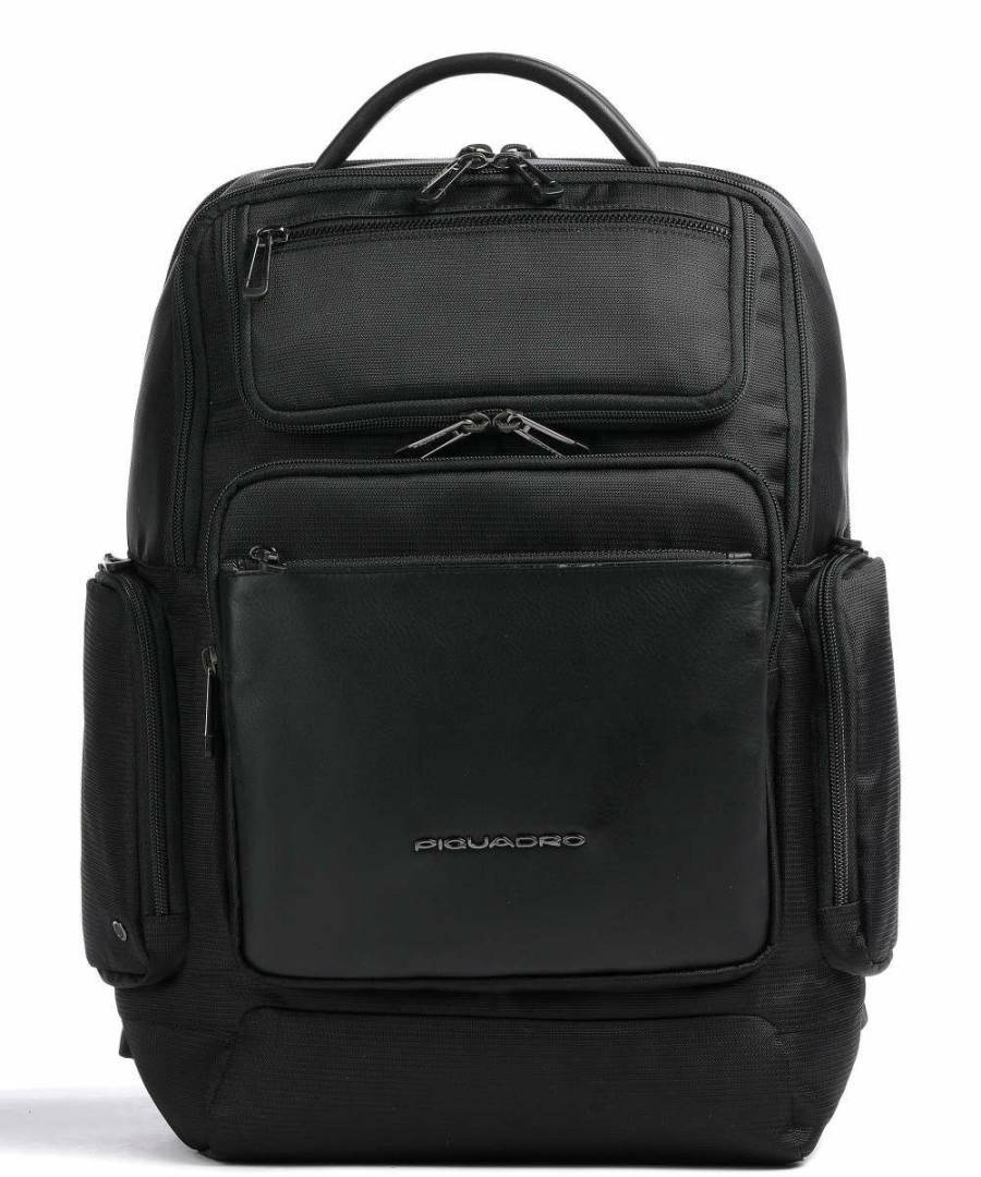 Backpacks * | Backpack 15 Recycled Polyester Piquadro Crazy Deals Black