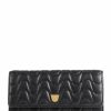 Accessories * | Clivia Matelasse Wallet Nappa Leather Coccinelle Official Black