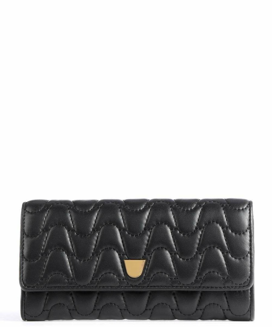 Accessories * | Clivia Matelasse Wallet Nappa Leather Coccinelle Official Black