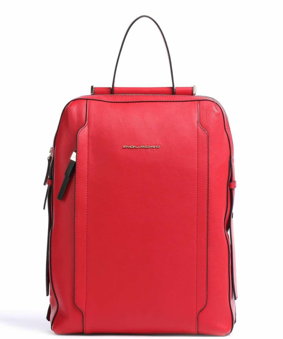 Business & Laptop * | Circle Laptop Backpack 14 Grained Cow Leather Piquadro Excellent Quality Red