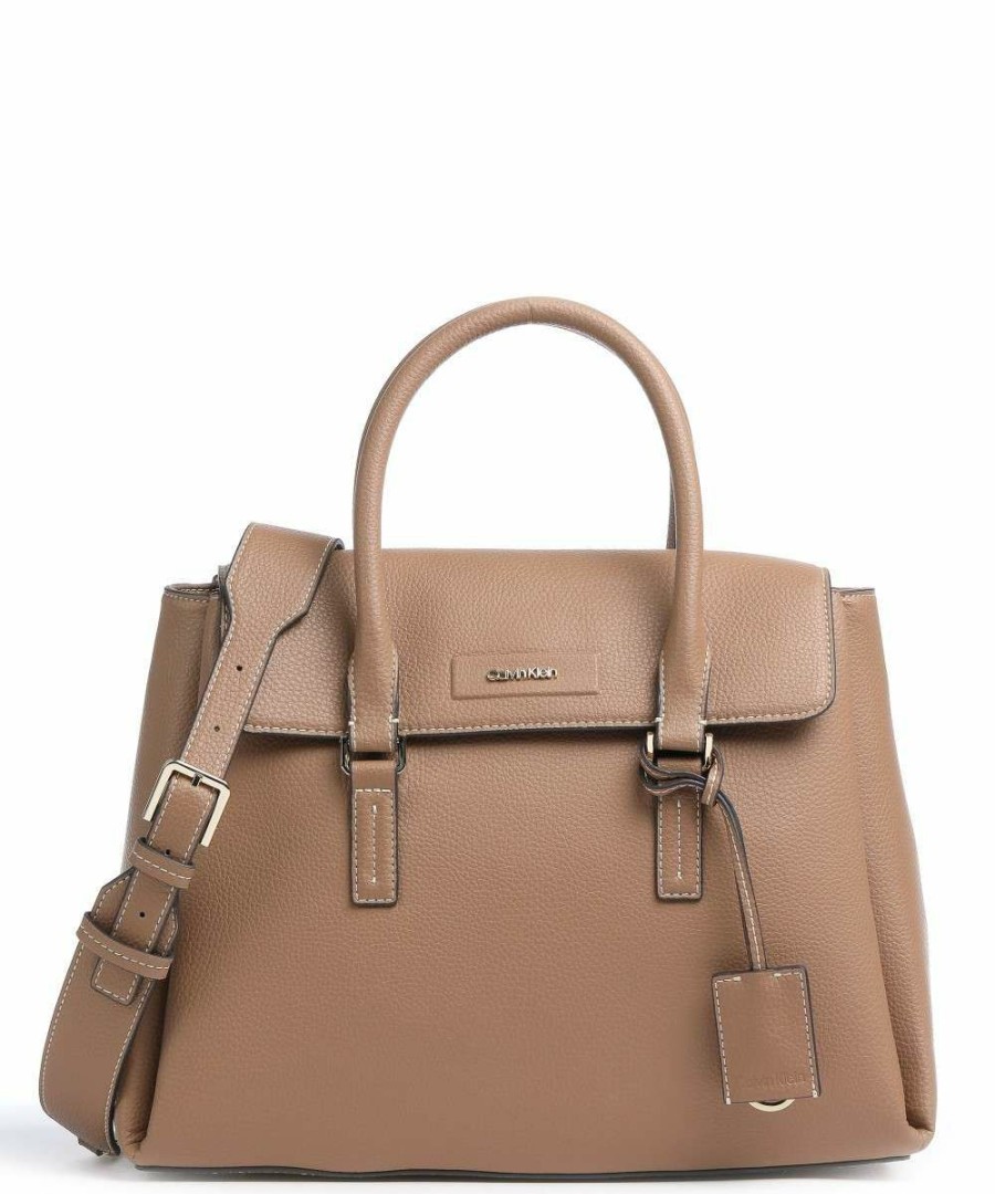 Bags * | Dressed Handbag Synthetic Calvin Klein Exclusive Design Light Brown