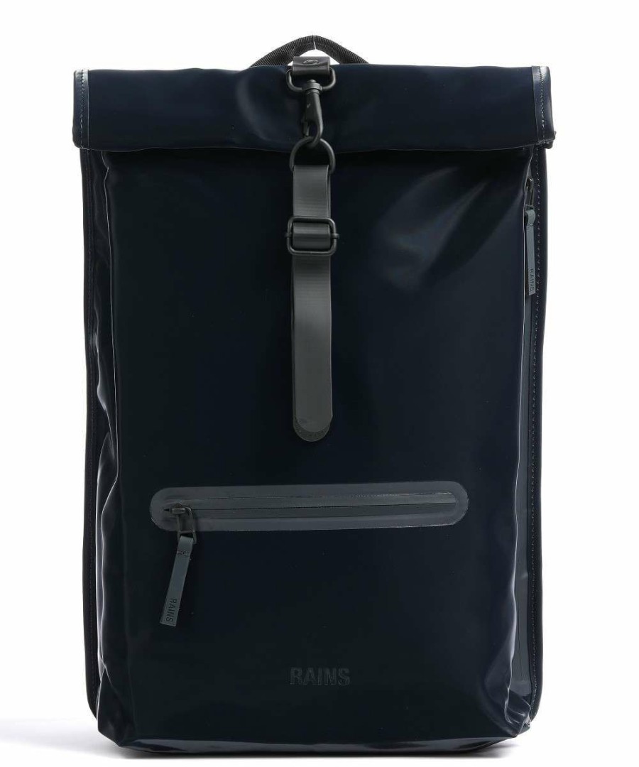 Backpacks * | Rolltop Backpack 16 Polyester, Polyurethane Rains Discount Online Navy