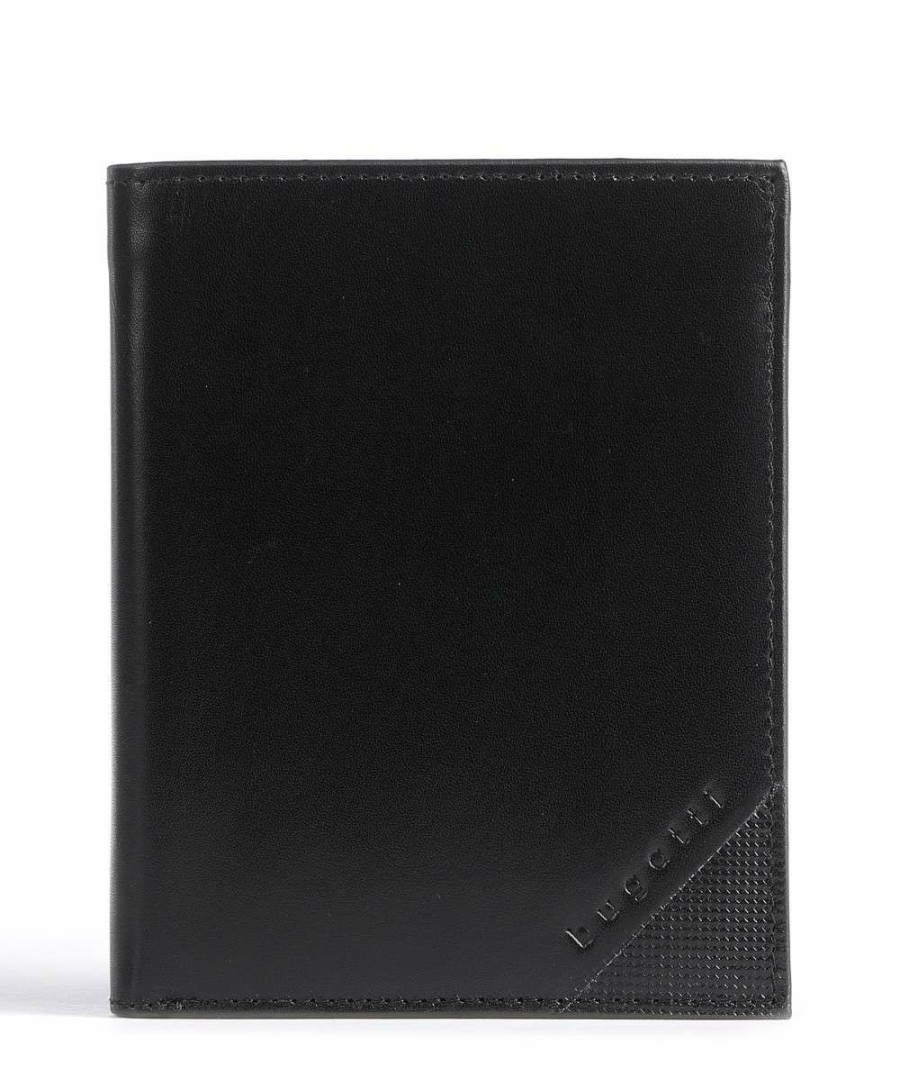 Accessories * | Nobile Rfid Wallet Fine Grain Cow Leather Bugatti Opening Sales Black