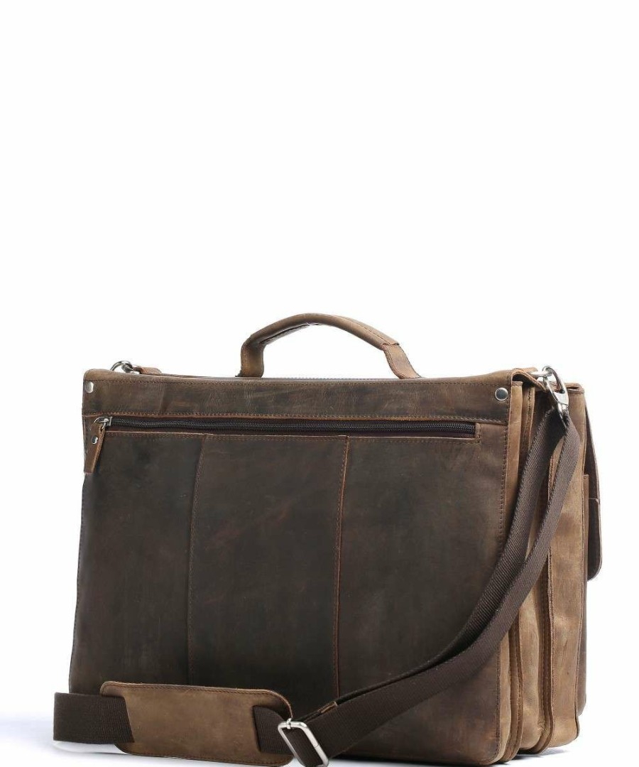 Business & Laptop * | Salisbury Briefcase 17 Leather Leonhard Heyden Official Brown