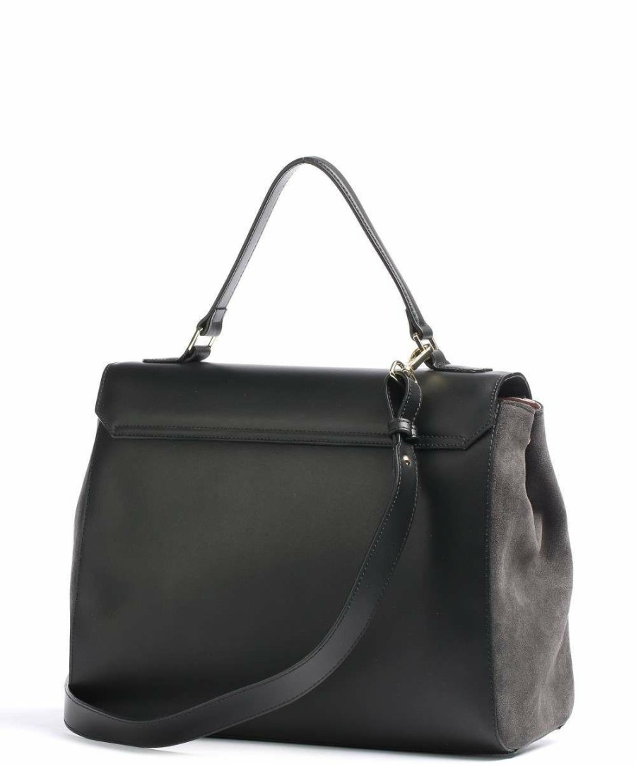 Business & Laptop * | Audrey Handbag 13 Brushed Leather, Recycled Leather Maison Heroine Cheap Black