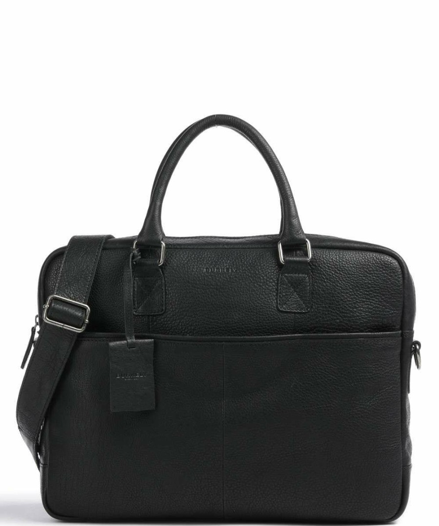 Business & Laptop * | Antique Avery Briefcase 15 Grained Leather Burkely Crazy Deals Black