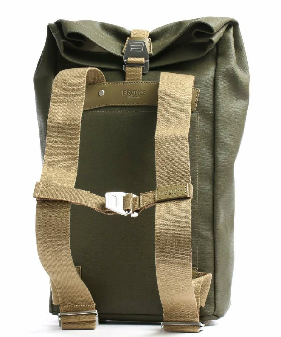 Business & Laptop * | Pickwick Cotton Canvas Small Rolltop Backpack 13 Cotton Brooks England Low Price Olive-Green