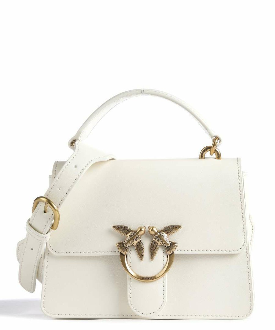 Bags * | Love One Top Handle Mini Light Crossbody Bag Fine Grain Cow Leather Pinko Store Ivory