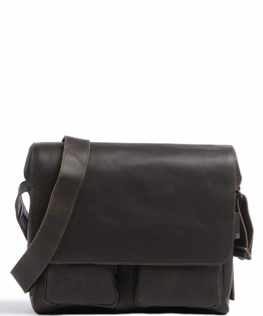 Business & Laptop * | Hunter Nick Laptop Bag 14 Buffalo Leather Aunts & Uncles Discount Online Dark Brown