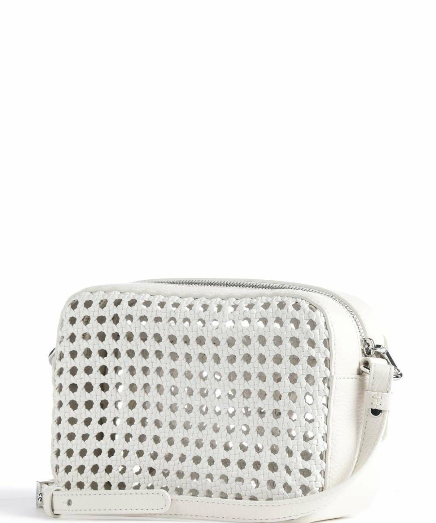 Bags * | Beat Eco Woven Crossbody Bag Grained Leather Coccinelle Store White