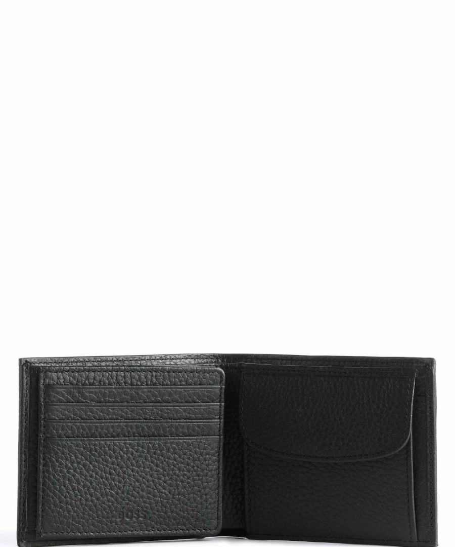 Accessories * | Crosstown Rfid Wallet Grained Cow Leather Boss Latest Black