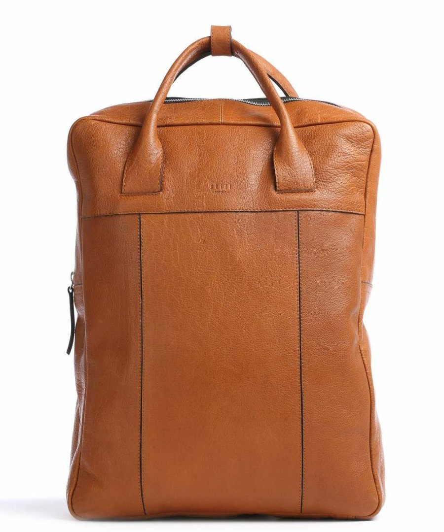 Backpacks * | Richard Richard Backpack 14 Grained Leather Still Nordic Special Style Cognac