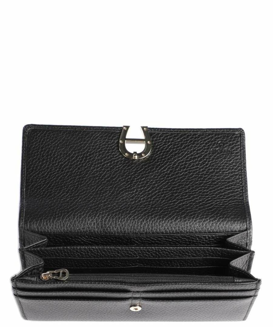 Accessories * | Milano Rfid Wallet Grained Cow Leather Aigner Opening Sales Black