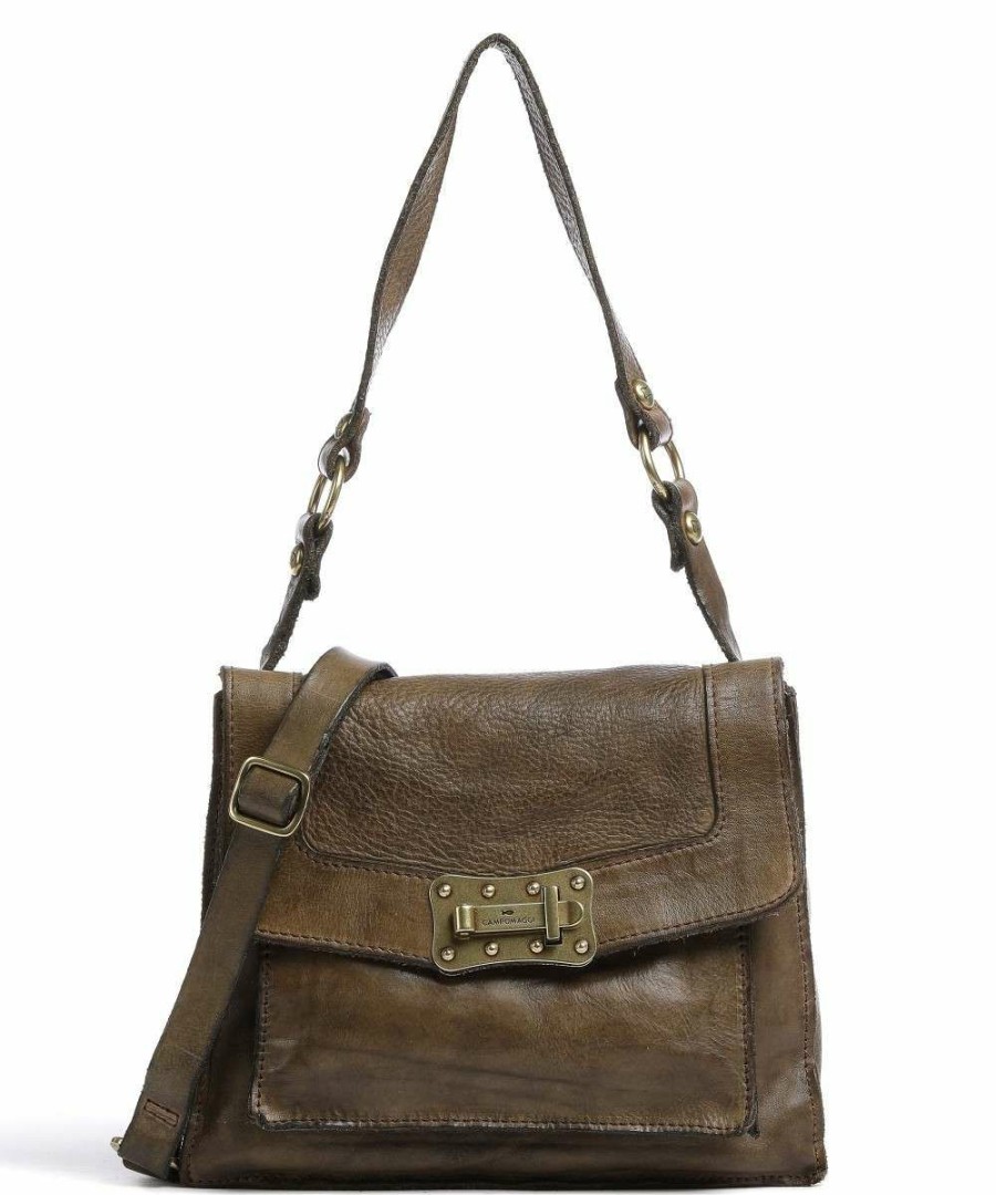 Bags * | Shoulder Bag Fine Grain Cow Leather Campomaggi Shop Olive-Green