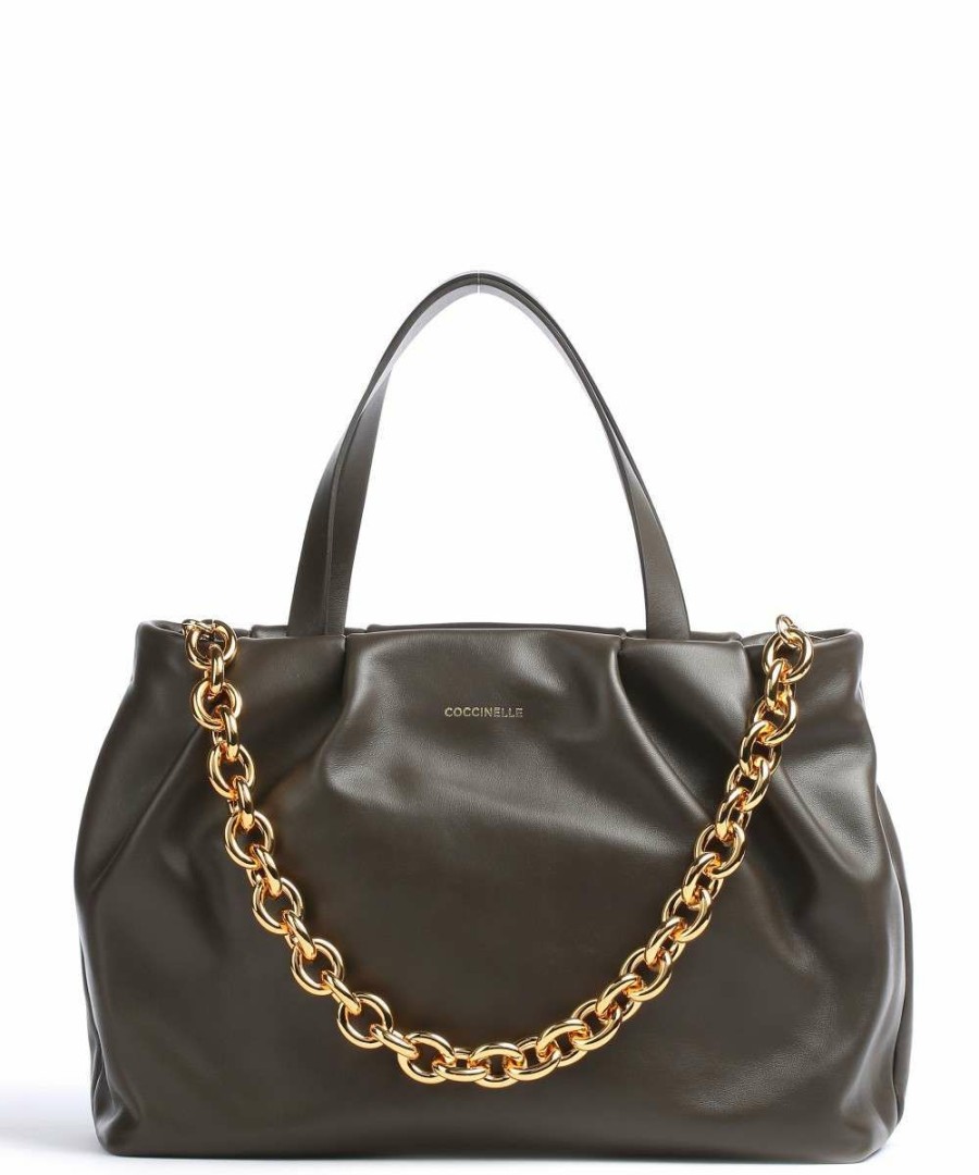 Bags * | Ophelie De Jour Handbag Fine Grain Leather Coccinelle Best Sellers Dark Brown