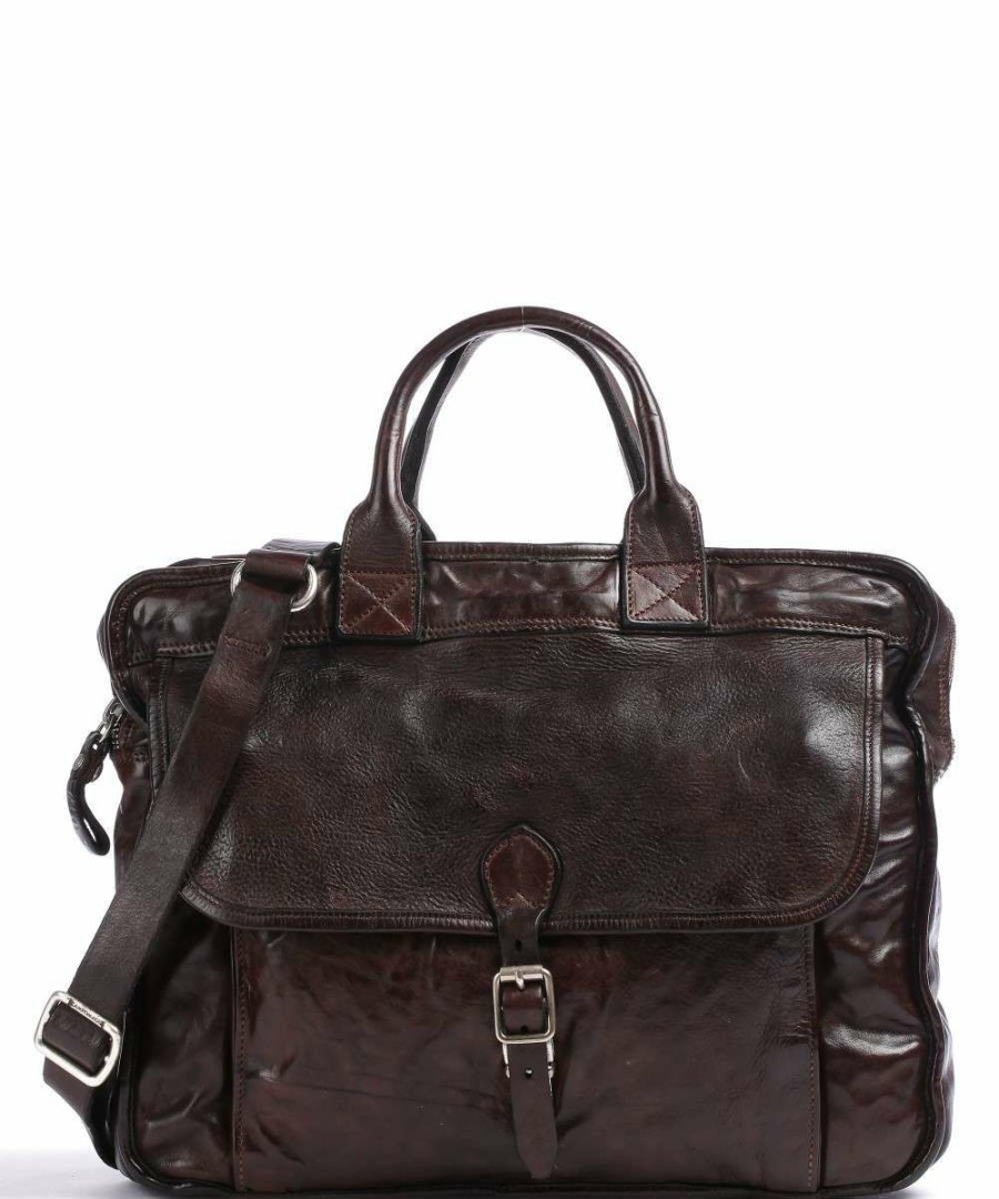 Business & Laptop * | Briefcase Fine Grain Cow Leather Campomaggi Cheap Dark Brown