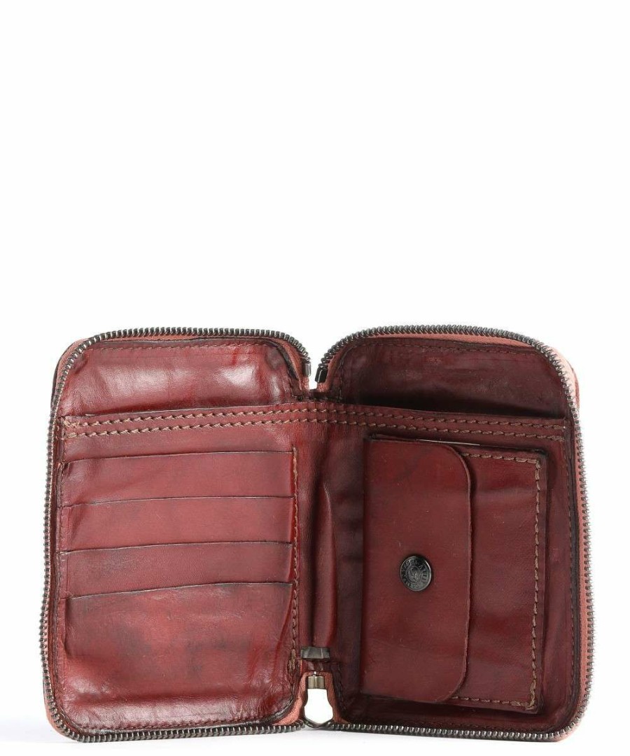 Accessories * | Prestige Wallet Fine Grain Cow Leather Campomaggi Exclusive Design Dark Red