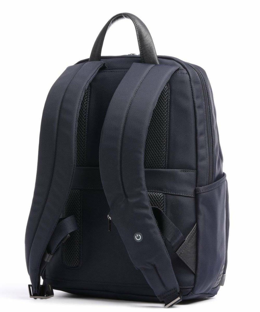 Business & Laptop * | Brief 2 Led Laptop Backpack 14 Nylon Piquadro Clearance Dark Blue