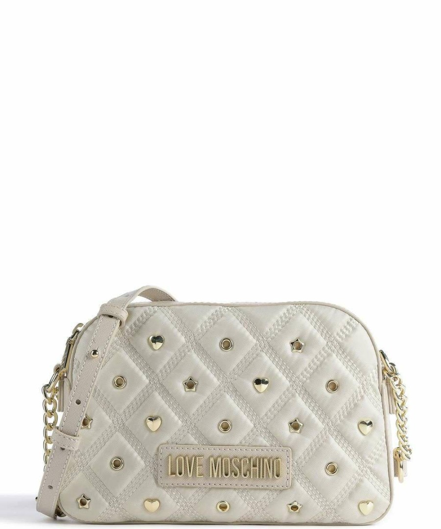 Bags * | Nylon Eyelets Crossbody Bag Polyester Love Moschino Official Ivory