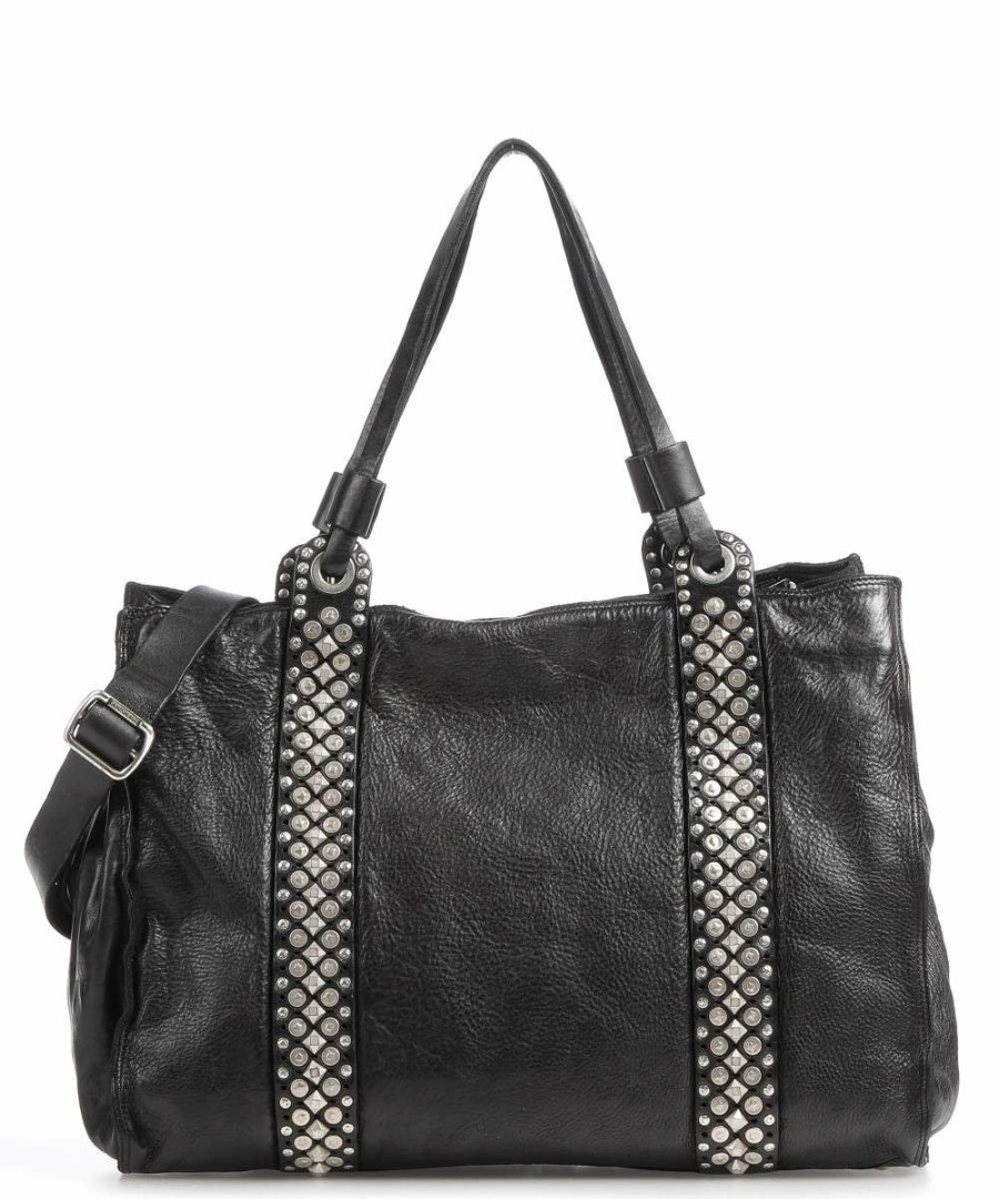 Bags * | Tote Bag Fine Grain Cow Leather Campomaggi Cheap Black