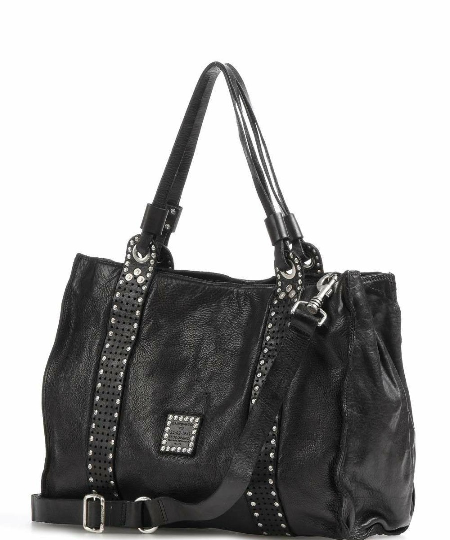 Bags * | Tote Bag Fine Grain Cow Leather Campomaggi Cheap Black