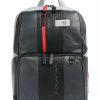 Business & Laptop * | Urban Laptop Backpack 13 Fine Grain Cow Leather Piquadro Official Black/Grey