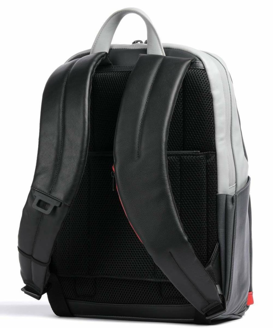 Business & Laptop * | Urban Laptop Backpack 13 Fine Grain Cow Leather Piquadro Official Black/Grey