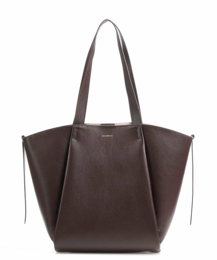 Bags * | Boheme Tote Bag Grained Leather Coccinelle Discount Sale Mahogany