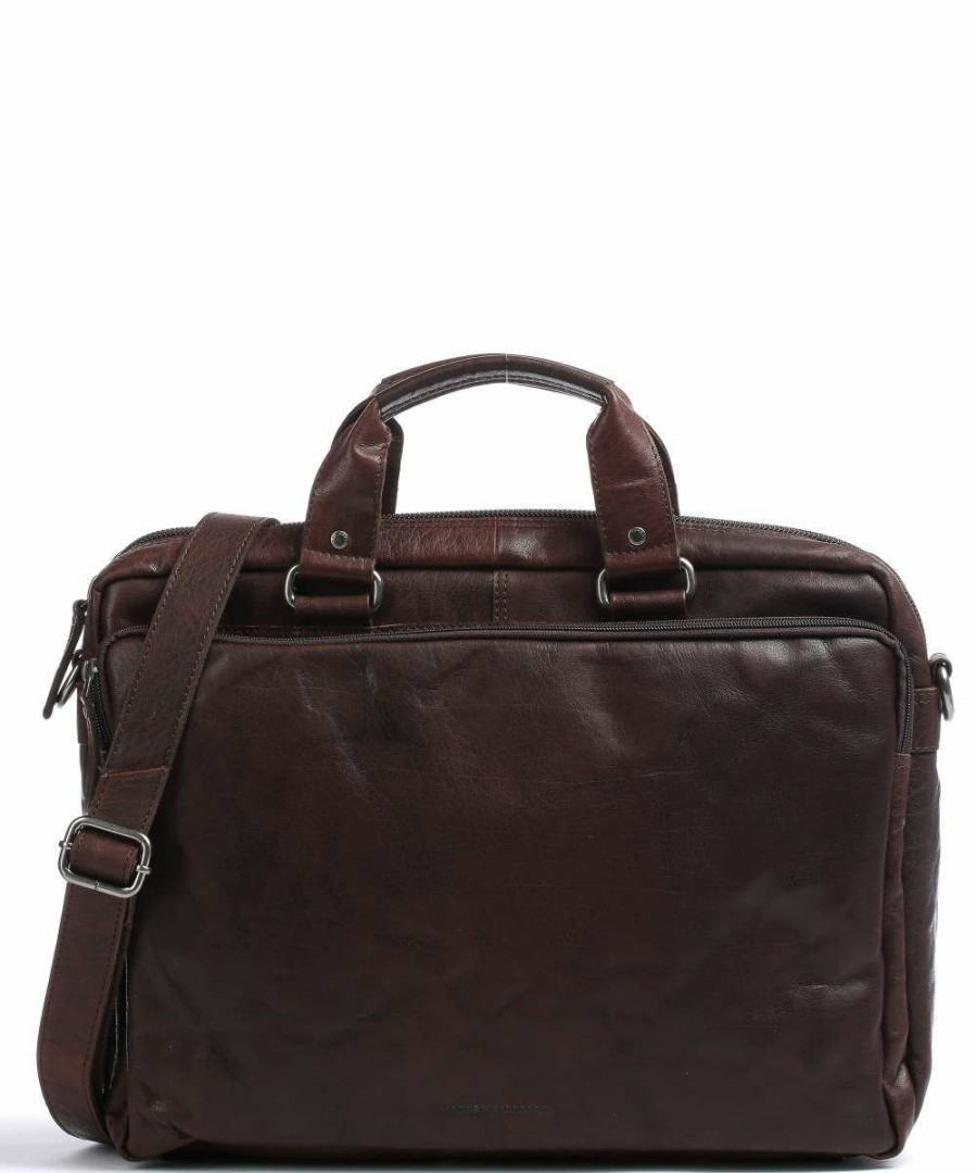 Business & Laptop * | Bronco Briefcase 15 Buffalo Leather Spikes & Sparrow Clearance Dark Brown