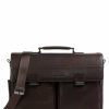 Business & Laptop * | Paavo Briefcase 15 Grained Cow Leather Piquadro Shop Dark Brown