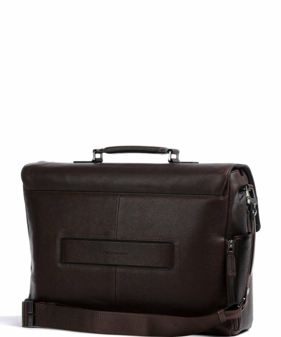 Business & Laptop * | Paavo Briefcase 15 Grained Cow Leather Piquadro Shop Dark Brown