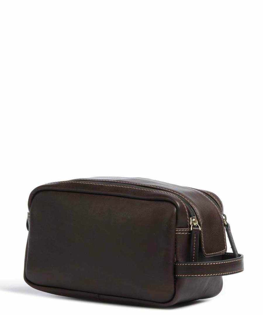 Luggage * | Verona Double Zip Toiletry Bag 25 Cm Castelijn & Beerens Shop Dark Brown