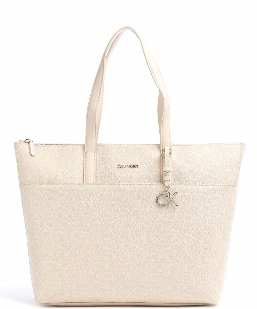 Bags * | Ck Must Mono Tote Bag Synthetic Calvin Klein New Sand