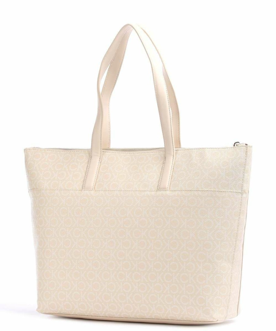 Bags * | Ck Must Mono Tote Bag Synthetic Calvin Klein New Sand