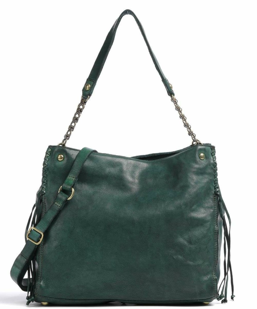 Bags * | Shoulder Bag Grained Cow Leather Campomaggi Official Dark Green