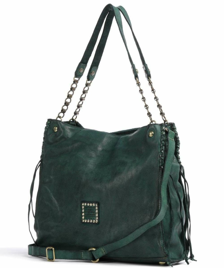 Bags * | Shoulder Bag Grained Cow Leather Campomaggi Official Dark Green