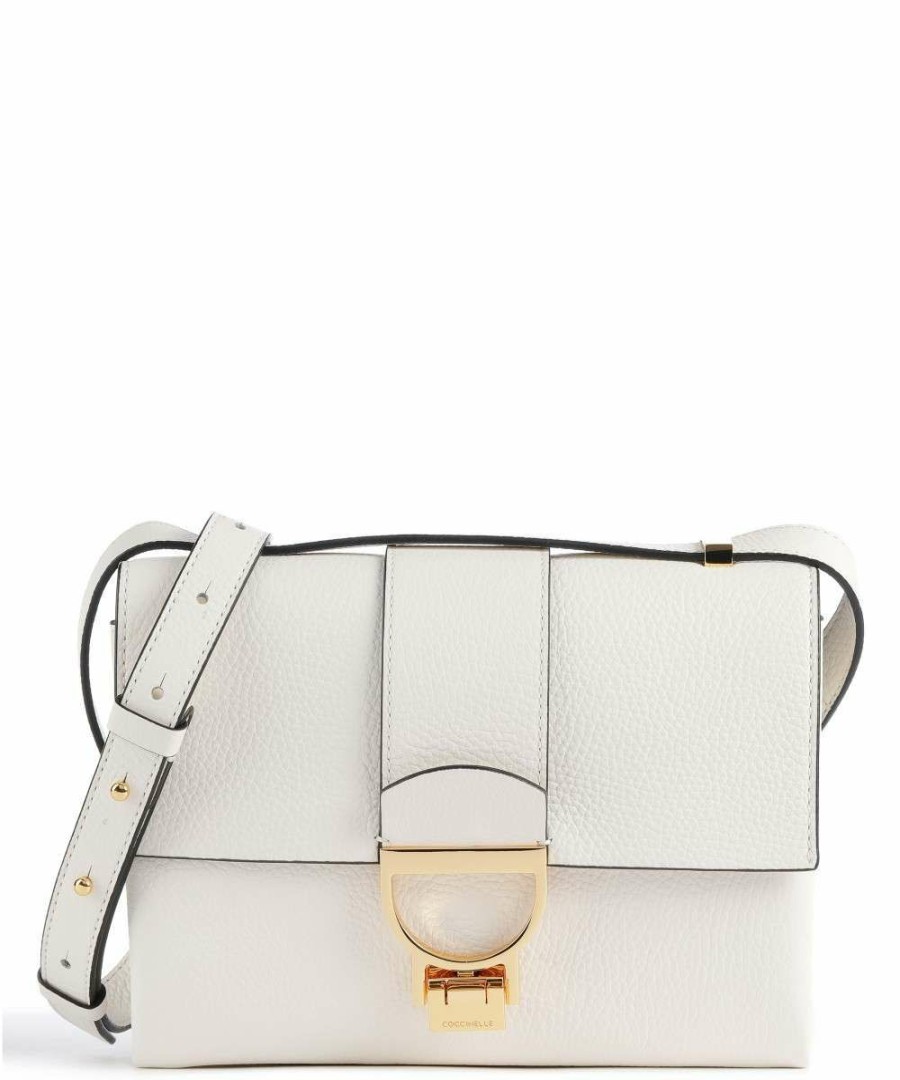 Bags * | Arlettis Crossbody Bag Grained Leather Coccinelle Clearance White