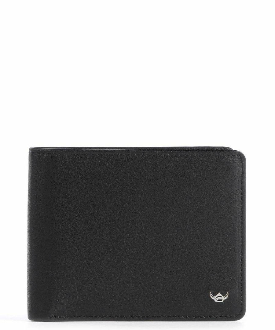 Accessories * | Capri Rfid Wallet Grained Cow Leather Golden Head Special Style Black