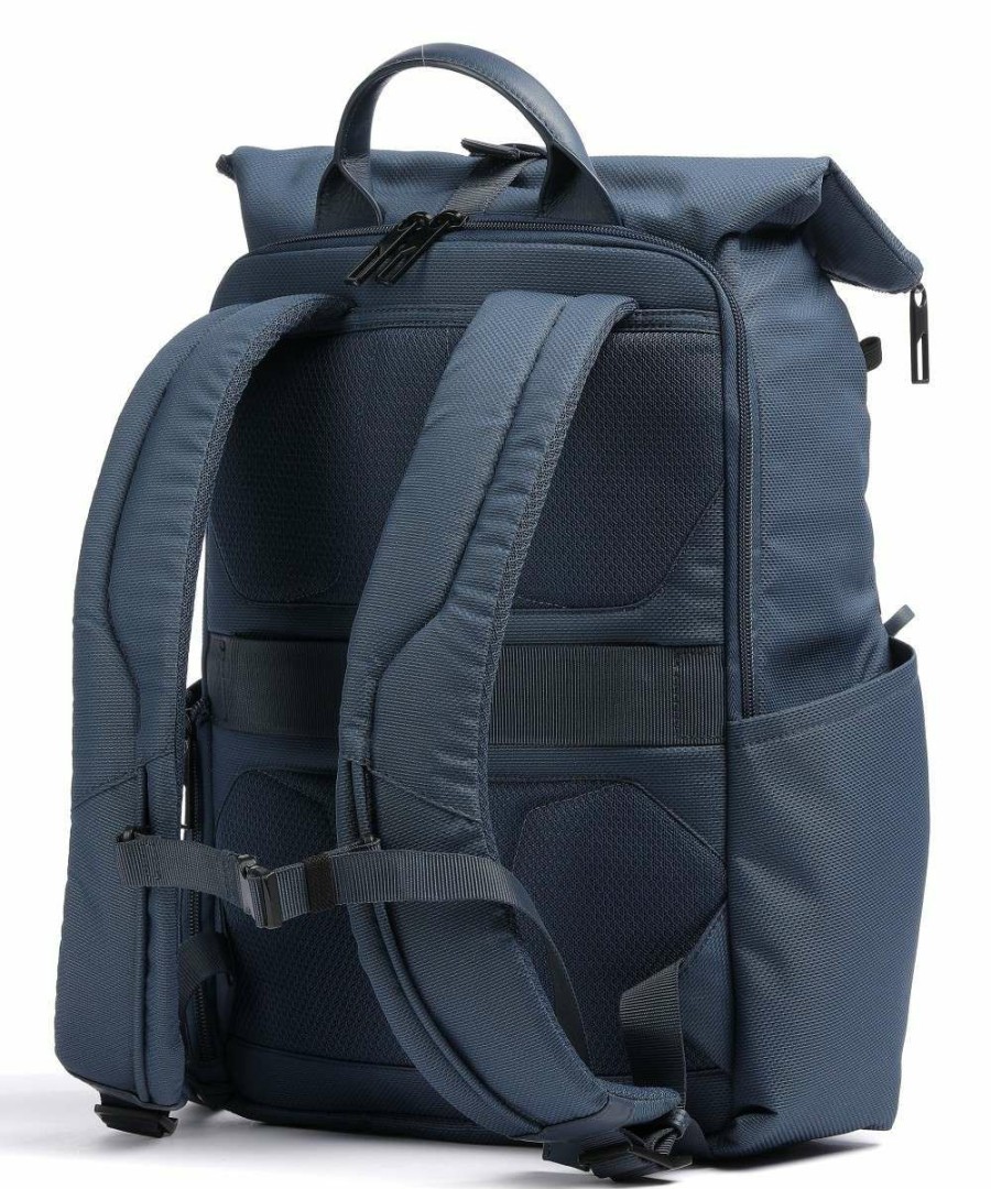 Backpacks * | Gio Backpack 14 Recycled Polyester Piquadro Excellent Quality Dark Blue