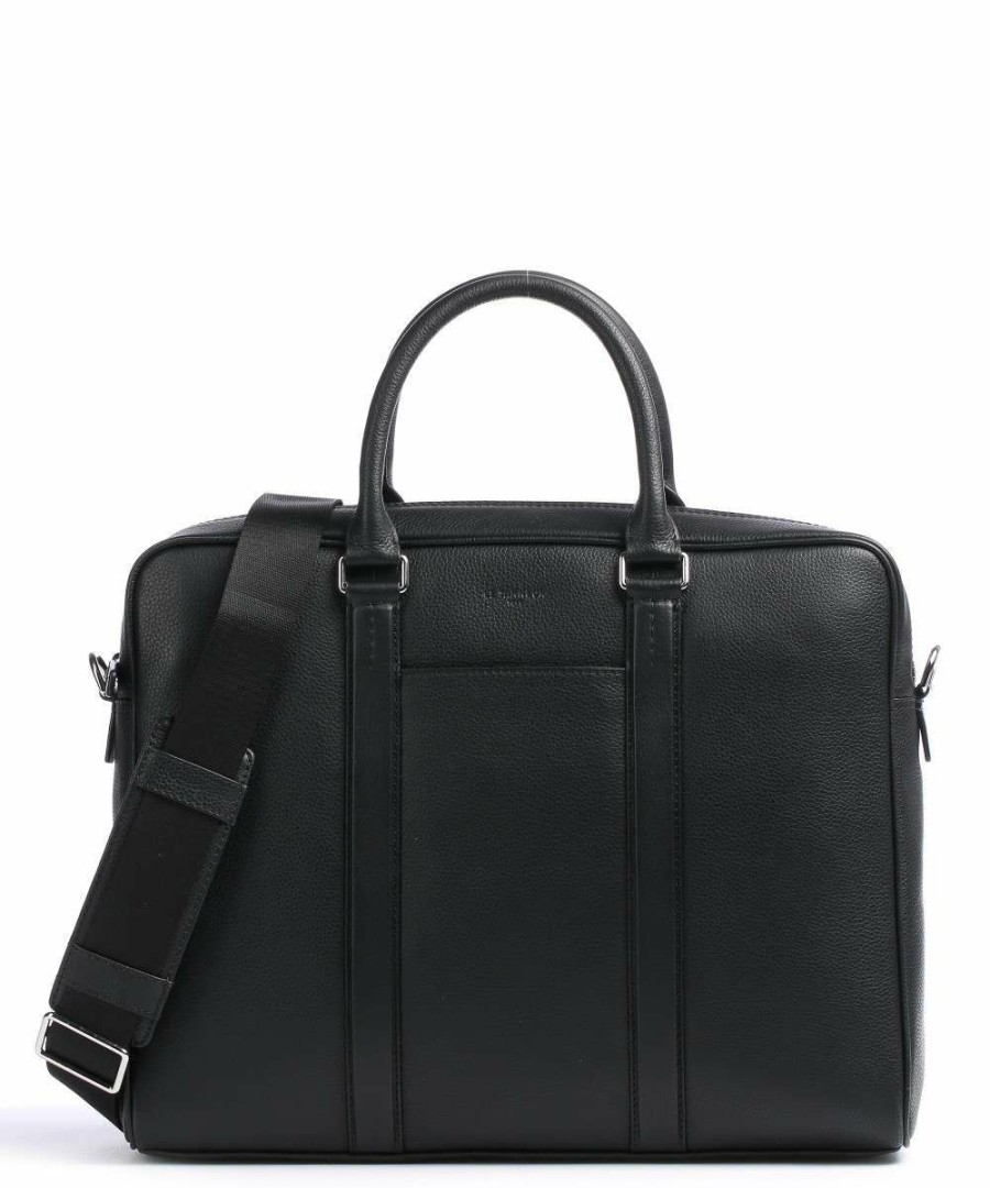 Business & Laptop * | Charles Briefcase 14 Grained Leather Le Tanneur Promotion Black