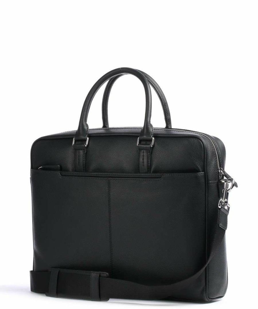 Business & Laptop * | Charles Briefcase 14 Grained Leather Le Tanneur Promotion Black