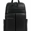 Backpacks * | Paavo Backpack 14 Grained Cow Leather Piquadro Crazy Deals Black