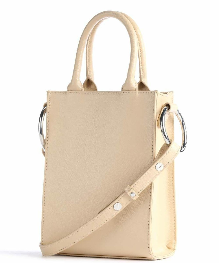 Bags * | Florence Moonbag Handbag Grained Calfskin Nunoo New Beige