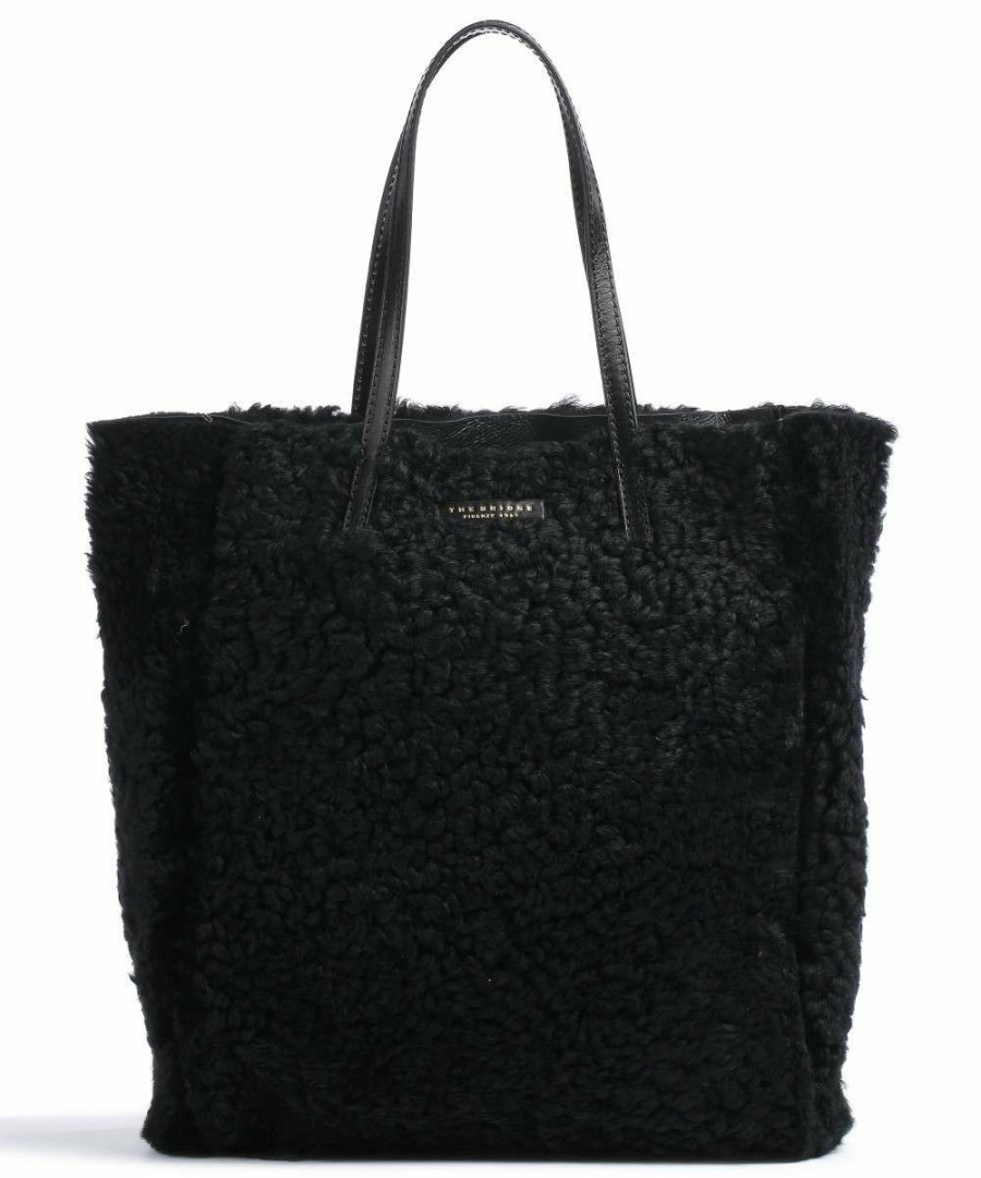 Bags * | Merinos Tote Bag Wool, Fine Grain Cow Leather The Bridge Cheap Black