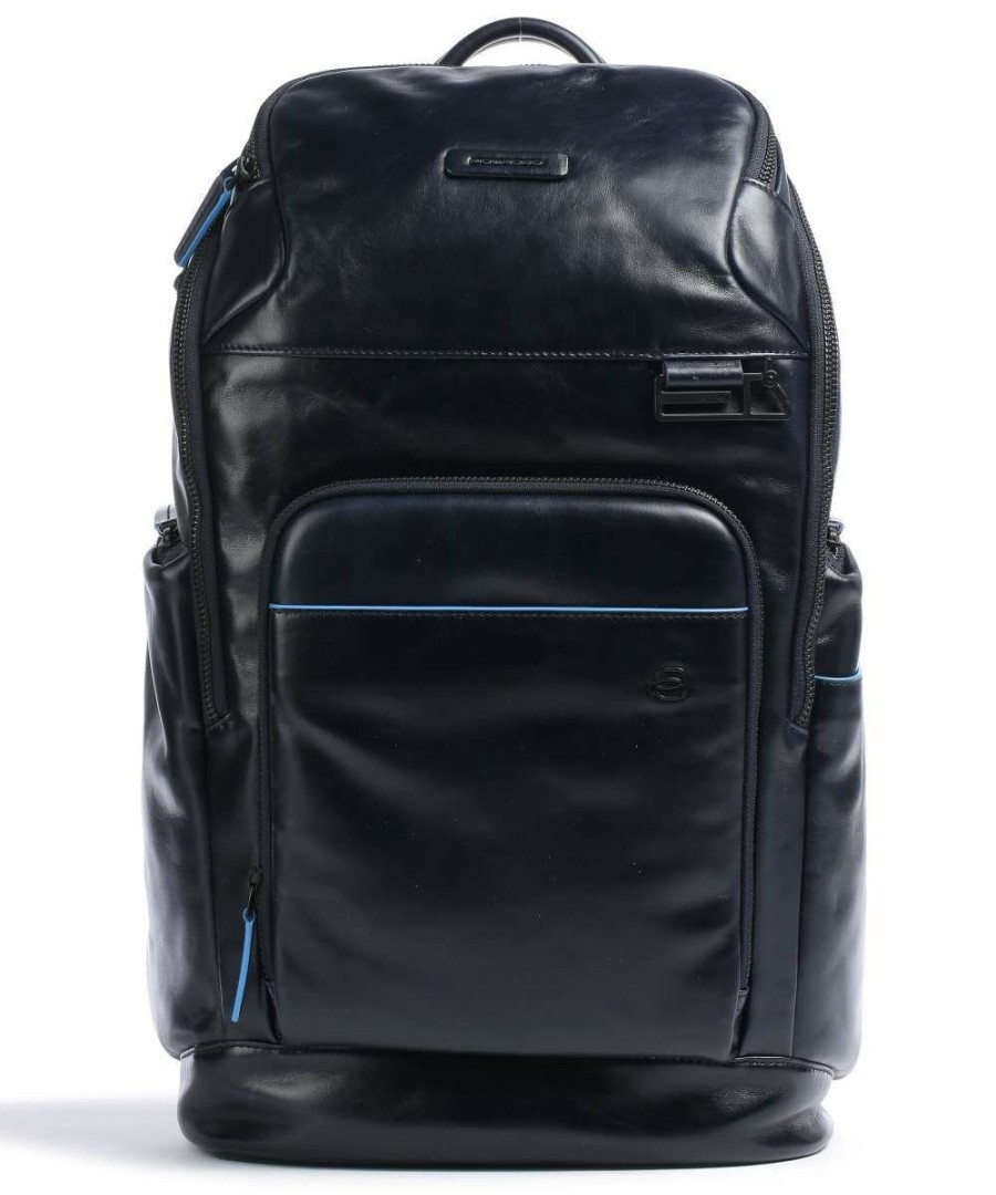 Business & Laptop * | Blue Square Revamp Backpack 14 Fine Grain Cow Leather Piquadro Discount Online Navy